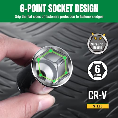 SK 1/2" Drive Socket Set, Deep SAE Sockets, 11-Piece 7/16" to 1-1/16" - size: Deep, style: SAE