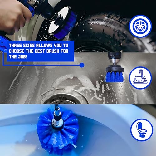 Diamond Shine 3-Pack Multipurpose Drill Brush Attachment Set – Turns Drill Into Electric Power Scrubber for Tile, Grout, Floors, Bathtub & Shower