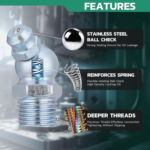 OURU 120PCS Grease Fittings Assortment Kit, SAE with Wrench Kit - size: 120