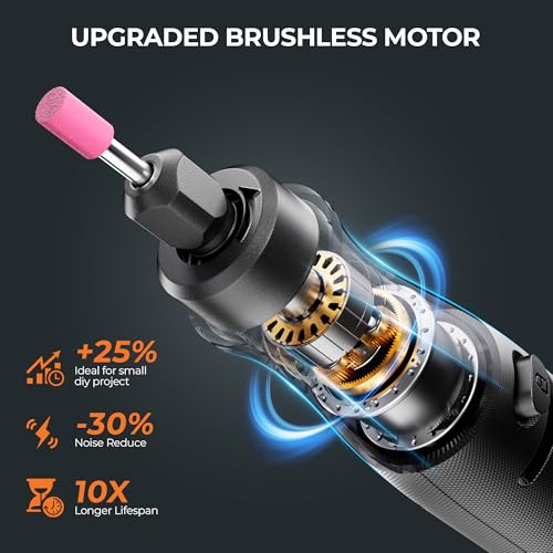 Cordless Rotary Tool Kit, 20V Power Rotary Tool for Sanding, Carving, Drilling, Engraving, Polishing, DIY Crafts with 42 Accessories, Brushless Motor, 5000-35000 RPM Variable Speed,Tool Only - size: 1 PC Rotary Tool