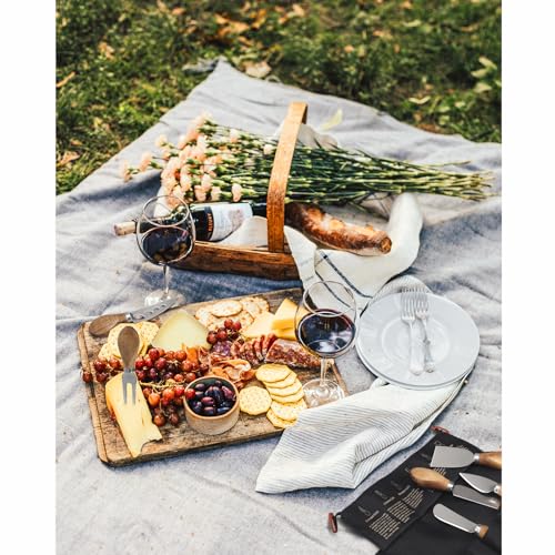 Stainless Steel Cheese Knife Set with Wood Handle, 6 Piece - color: Natural Wood Handle