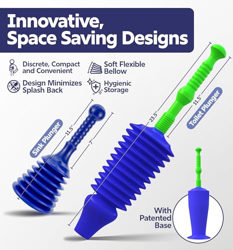 Luigi's Toilet & Sink Plunger Set - Blue - color: Blue - Toilet and Sink Set