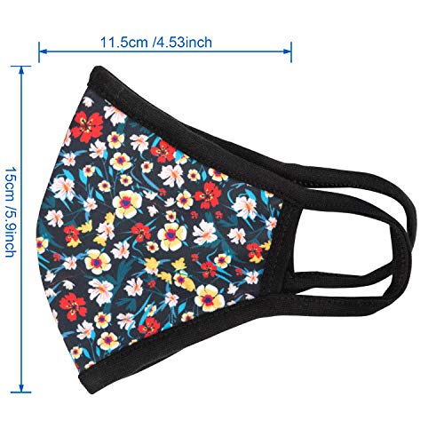 Cloth Face Mask for Women, Men - Reusable Fabric Masks with Nose Wire - color: 3 Pcs Mini Floral