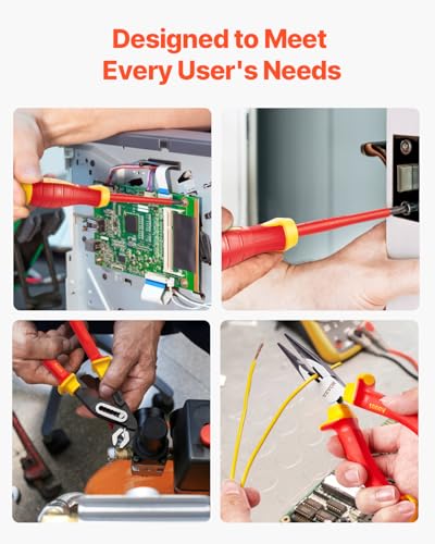 VEVOR Insulated Screwdriver Set, 12-Piece Professional Electrical Screwdriver Set, 1000V Insulated Electrician Tool Set, with Magnetic Phillips Slotted Tips, Insulated Pliers, and Diagonal Pliers - style: 12pcs