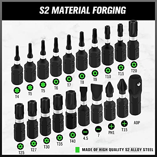 SWANLAKE 20PCS Tamper Resistant Star Bit Set,Torx Bit Set, Impact Grade Security Torx Bits Set,1/4-inch Hex Shank, S2 Alloy Steel, T4-T40 - style: Torx Classic Version