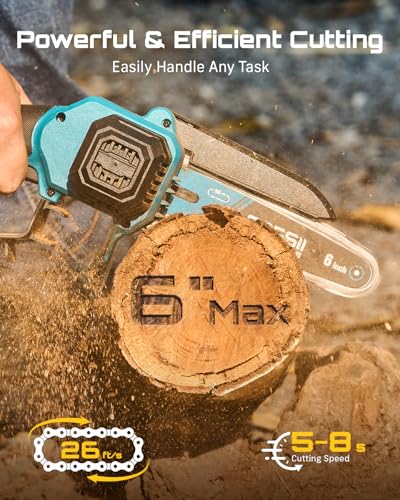 SEESII 2-in-1 Mini Chainsaw & Pruning Shears Combo, Brushless Motor - color: Navy Blue