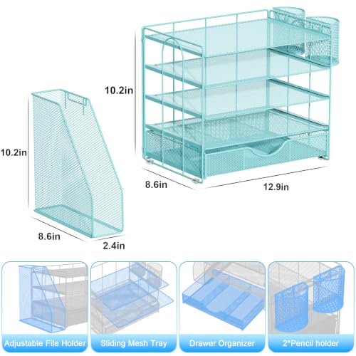 gianotter 5-Tier Desk Organizer with Drawers and File Holders - color: Blue, size: 5T