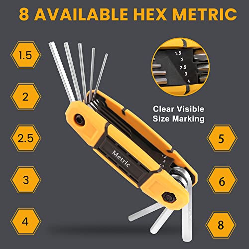 MULWARK 25 pcs Folding Allen Wrench Set | Metric & Standard SAE - Key Tool 3 Pack Portable Hex for Basic Home Repair and General Applications - style: 25 pcs Metric SAE TORX