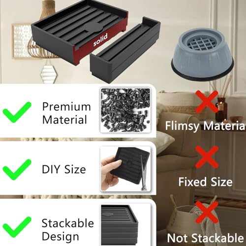 Bed Risers Heavy Duty, Set of 8, Stackable Square Furniture Risers, Black - size: 8pcs 3" Square