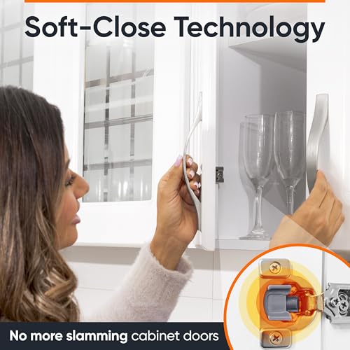 Decobasics 50 Pack Soft Close Cabinet Hinges – 7/16" Overlay for Kitchen Cabinet Doors, Face Frame Concealed Hidden Hinges – Stainless Steel, Self-Closing with 3-Way Adjustment & Slow Close Damper - size: 7/16 Inch