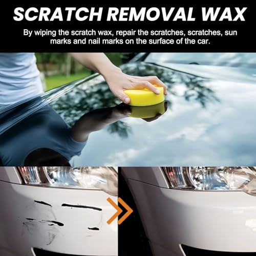 2026 New Car Scratch Removal Wax, Scratch Remover for Vehicles, Upgrade Car Scratch Remover for Deep Scratches, Car Polishing Wax Scratchs Remover Cars Paint Scratchs Repair Kit Wipe Sponge