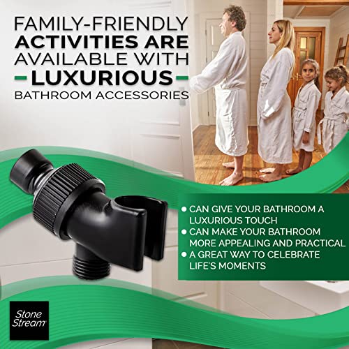 Original StoneStream Adjustable Wall Shower Adapter and Holder for Handheld Showerheads - Matte Black - color: Black