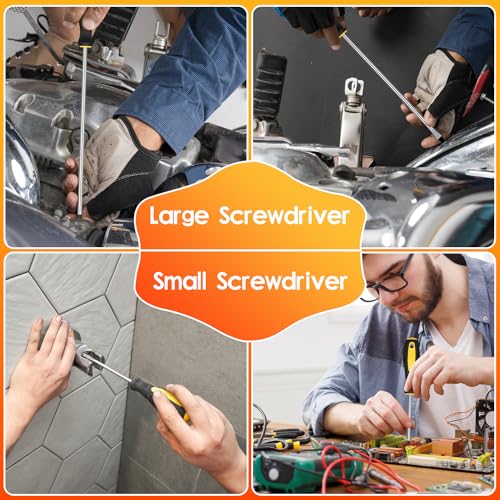 9pcs Magnetic Screwdrivers Set, Including 12in Phillips and Slotted - color: 9pcs