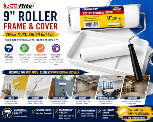 9-Inch Paint Roller Frame and Microfiber Cover Set - size: 9 Inch