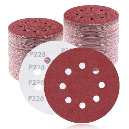 100Pcs 5 Inch Sanding Discs 220 Grit, Round Hook and Loop Sandpaper for Random Orbital Sander Pads(220 Grit) - style: 220G 100pcs