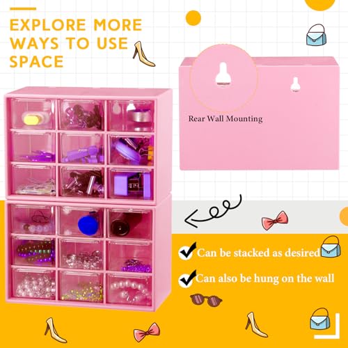 Wenqik 2 Pcs Mini Storage Drawers, Rose Red - color: Rose Red