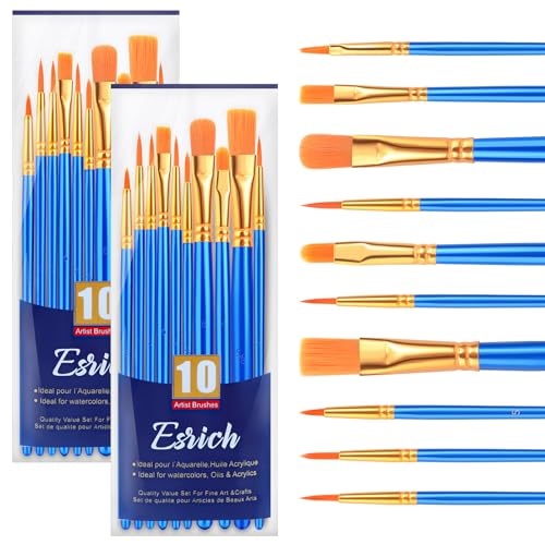 ESRICH 20PCS Paint Brushes, Paint Brush for Acrylic Painting - color: Blue, size: 20