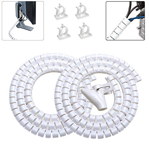 White Cable Management Sleeves 2 PCS Cord Protectors for USB Cable Power Audio Video Wire Cables - Protect Cats Dogs Pets from Chewing Cords - color: White, size: 22MM -2PACK