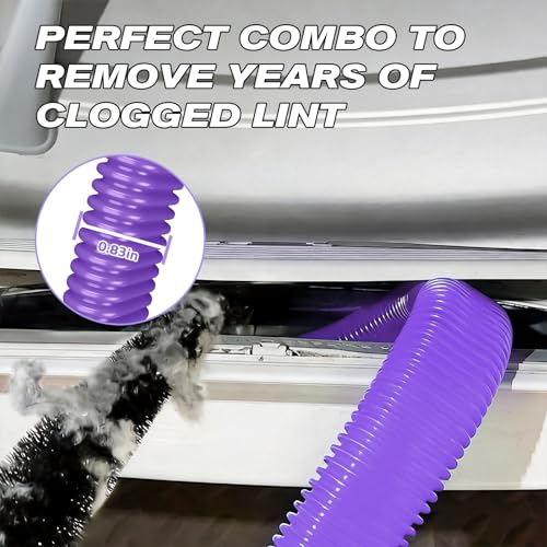 Sealegend 2 PCS Dryer Vent Cleaner Kit, Dryer Lint Vacuum Attachment&Brush - color: Purple