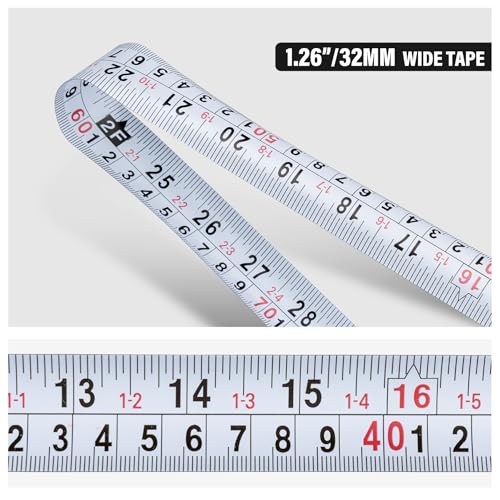 HAUTMEC 1-1/4"Wide Blade Tape Measure 16ft Compact, Heavy Duty Retractable Measuring Tape with Hook & Housing Magnets, Metric/Inch Scale for Construction Contractors 702