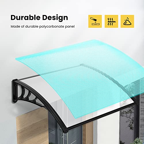 VIVOHOME Polycarbonate Window Door Awning Transparent 38 Inch x 40 Inch - color: Transparent, size: 38 Inch x 40 Inch