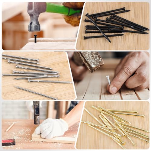 200 PCS Round Head Nails, 1-1/2 Inches Hardware Nail, Nails for Hanging Pictures, Wood Nails, Black Nails, Household Nails - color: Black, size: 1-1/2 in