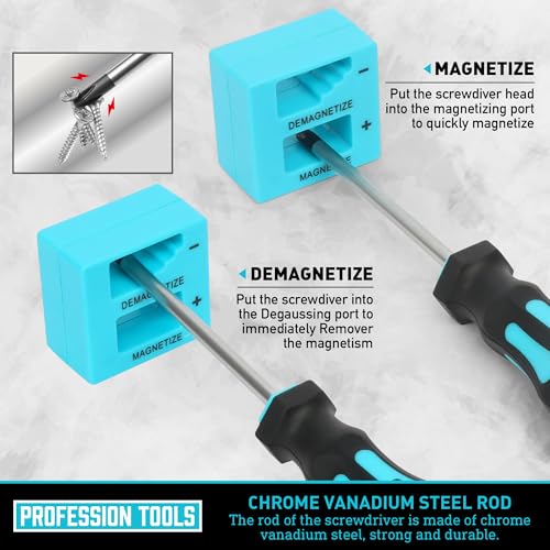 Magnetic Screwdrivers Set with Case, Amartisan 43-piece Includs Slotted, Phillips, Hex, Pozidriv,Torx and Precision Screwdriver Set, Magnetizer Demagnetizer Tools, Tools for Men (Blue)) - style: 43-piece Screwdrivers Set (Blue)
