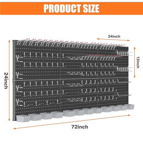TORACK Garage Tools Organizer Boards Kit with Hooks, Black - color: Black