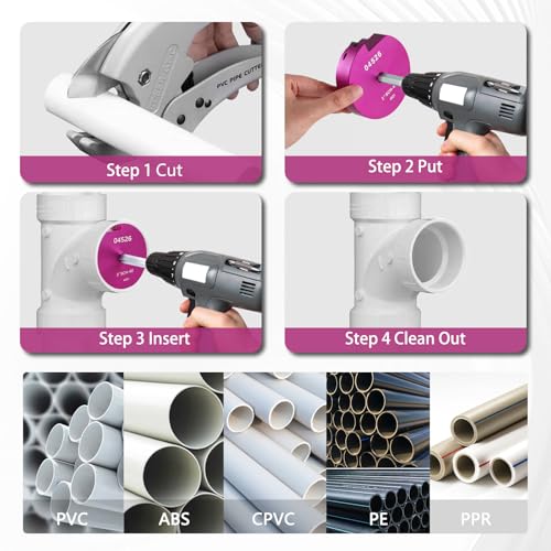 PVC Pipe Reamer Kit 6 PCS 1/2", 1", 1-1/4", 2", 3", 4" for SCH 40 PVC CPVC ABS - size: 1/2+1+1-1/4+2+3+4 Inch