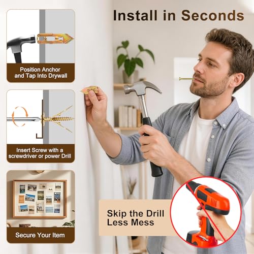 140Pcs Drywall Anchors and Screws Kit, Metal Expansion Anchors