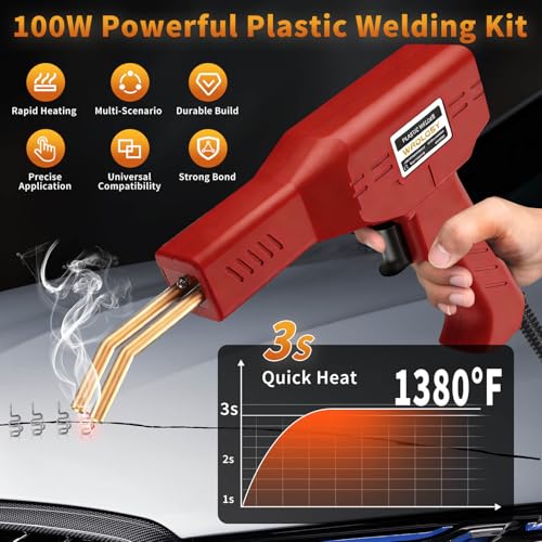 Plastic Welder Kit, 1200PCS Staples, Hot Stapler for Bumper Repair - color: Red