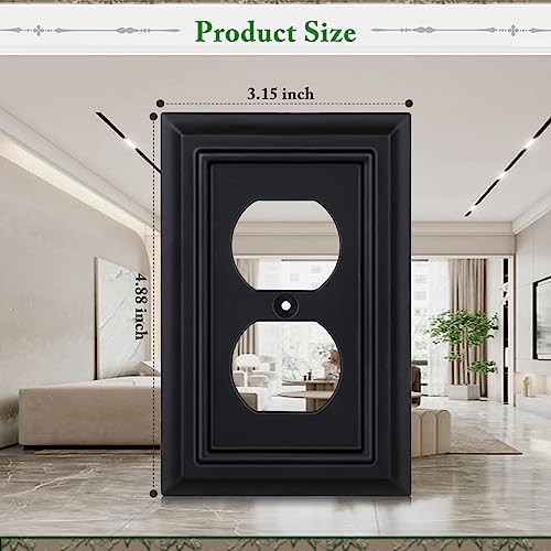 Matte Black Decorative Outlet Covers Wall Plates, Bamboo Fiber Light Switch Covers, Natural Material Electric Receptacle Switch Plate Outlet Cover of various styles (1 Gang Duplex 4 Pack) - size: 1 Gang Duplex 4 Pack