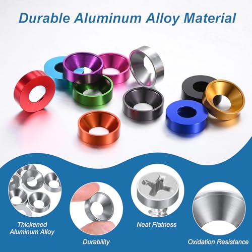 M METERXITY 10-Pack M8 Countersunk Finish Washers, Hole Dia 0.31"/8mm Alloy Aluminum Finish Cup Washer Screw Head Gasket for Industrial/Screw RC/Car/Motorcycle/Mechanical Parts [Silvery] - color: Silvery
