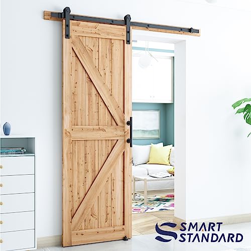 SMARTSTANDARD 5.5 FT Heavy Duty Sturdy Sliding Barn Door Hardware Kit,Black - size: 5.5 Feet