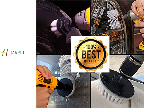 HUAWELL Automotive Soft White-Car Accessories Car Cleaning Brush - Drill Brush -Wheel Brush - Car Mats - Detail Brush - Carpet Cleaner - Boat Accessories - Fabric Seat Cleaner