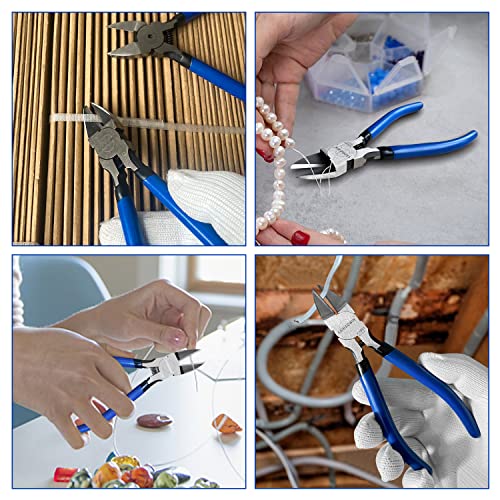 KAIHAOWIN Wire Cutters 2 Pack 6.5 Inch, Flush Cutters Zip Tie Cutters Cable Snips Wire Snips, Spring Loaded Side Cutting Pliers for Jewelry Making Crafts Floral Artificial Flowers Electrical - size: 6.5 inch