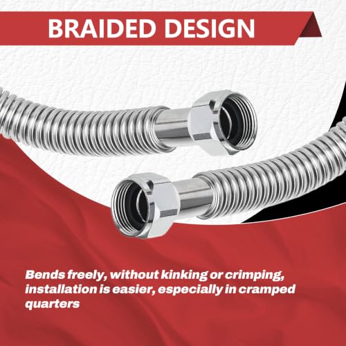2piece EFIELD Flexible SS Corrugated Hose Connector,3/4" FIP x24"Length - size: 24"L(3/4" FIP)
