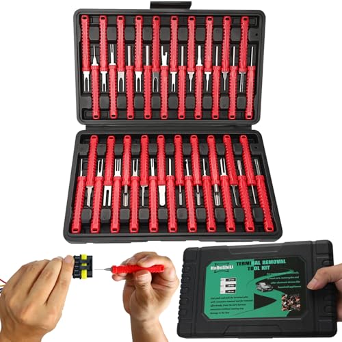 41 Pcs Terminal Pin Removal Tools with Blow-Molded Case, Red - color: Red