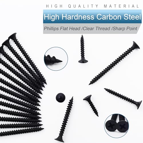 209PCS Black Wood Screw Assortment Kit, 6 Sizes Flat Head Phillips