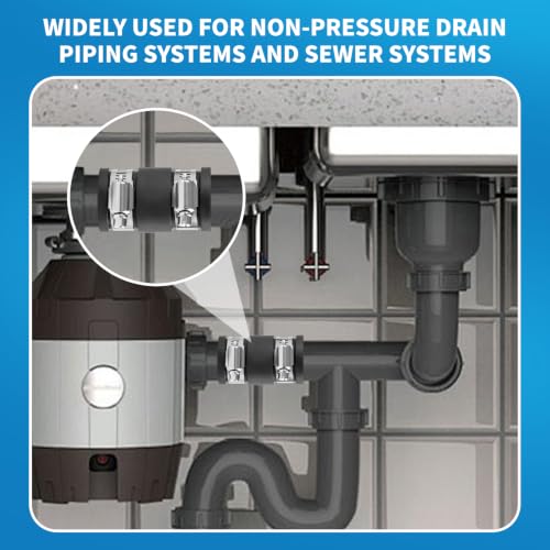 Flexible PVC Pipe Coupling with Stainless Steel Clamps Fit 1 IN Nominal Pipes, Couplers for Plastic and Copper Pipe Plumbing Connections, Drain Repair, Dust Hose (2, 3/4 in) - size: 3/4 in