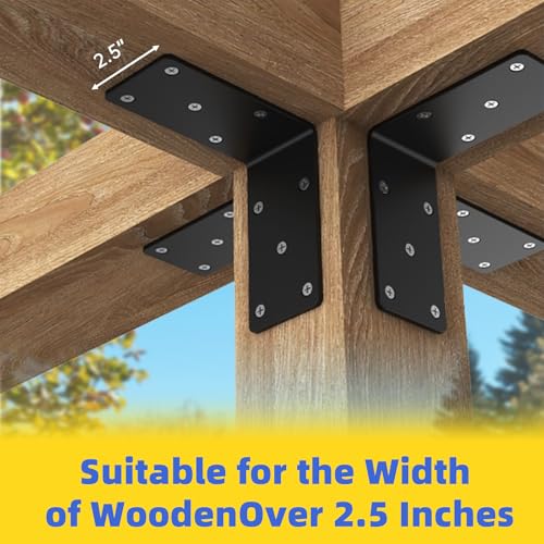 5"x5"x2.5" Steel L Brackets Right Angle Bracket for Wood Structures - size: (8PCS) Black
