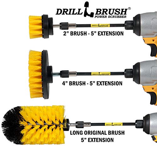 Bathroom Cleaning Brush Set - Cleaning Tools for Drill - Shower Scrubber - color: All Purpose Medium-yellow