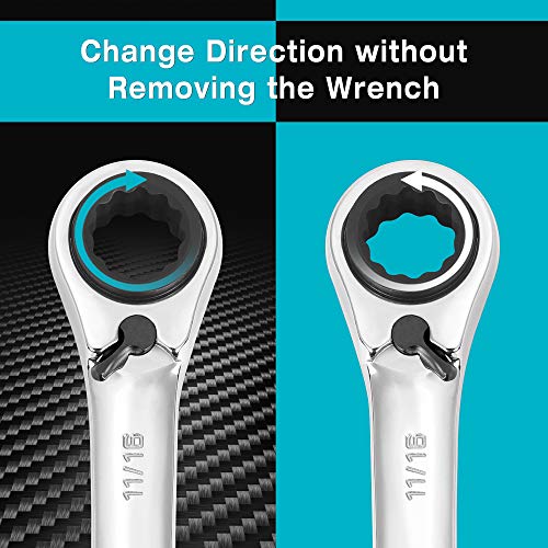 DURATECH 4-in-1 Reversible Ratcheting Box Wrench Set, SAE, 2-Piece - size: 5/16"-3/4"