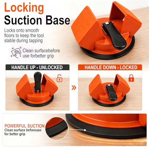 Floor Gap Fixer Tool,Floor Gap Repair Tool with 45°Dual Sided Striking Surface,Enhanced Suction Cup,Gap Cleaning Tool&Reusable Sticky Pads for Laminate,Vinyl,LVP,Hardwood Floating Floors
