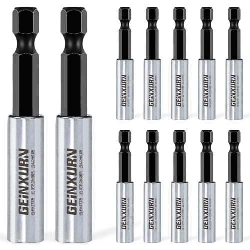 Geinxurn 12Pc 2.5 Inches Screwdriver Bit Holders, Cr-V Extension Socket Drill Bit Magnetic Holder Hex Shank Quick-Change Drill Bit Guide - size: 2.5"