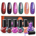 modelones Nail Polish Set, 6 Colors Red Green Purple Glitter Nail Lacquer - color: A3 Shimmer Night
