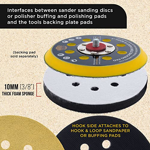 Dura-Gold Pro Series 5" x 10mm Soft Density Sanding Interface Pad, 8 Hole Pattern Dustless, 2 Pack - Hook & Loop Foam Cushion, Used with Vacuum Sander Discs, Polisher Polishing Pads & Backing Pads - style: 5" - 8-Hole