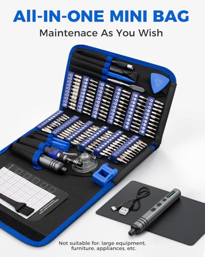 Mini Electric Screwdriver Set 140-IN-1: Small Electric Screwdriver Cordless - color: Blue