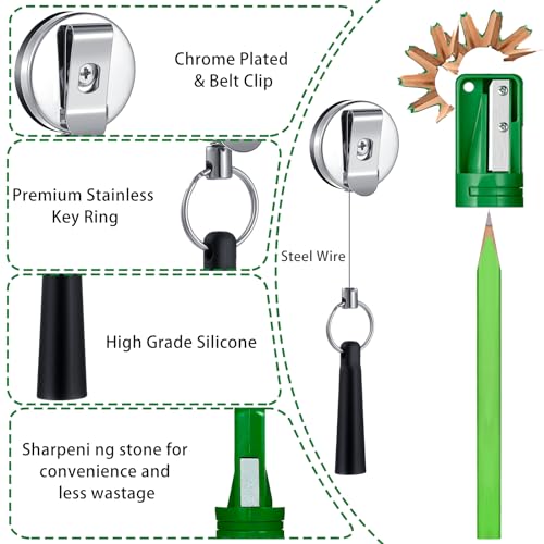Honoson 24 Pcs Carpenter Pencil with Sharpener,Green Cover, Black Refill - color: Green Cover, Black Refill