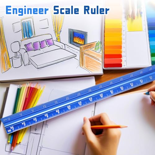 Biaungdo 3 Pack Architect Engineer Scale Ruler 12 Inch Blue for Drafting